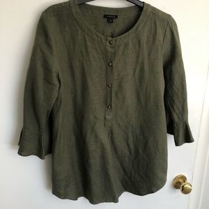 Linen Ann Taylor ruffle sleeved top